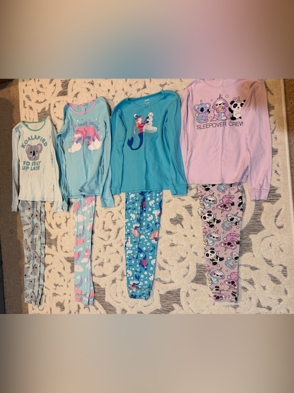Lot of (4) Girls' size 14 Long-Sleeve Pajama Sets Place & Gymboree GUC